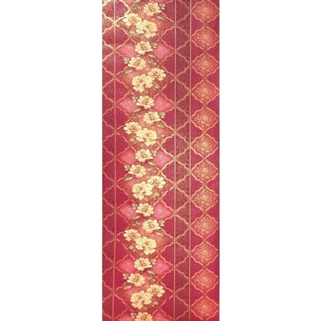 Red Floral Stripe Wallpaper, 57.4 Sq.ft - Double Roll
