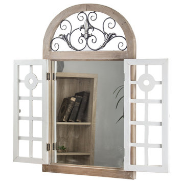 Cathedral Arch Window Shutter Wall Vanity Mirror