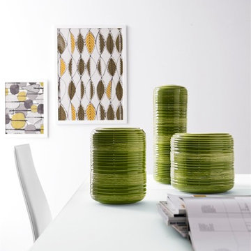 Tristan Vases in Varying Sizes - Glossy Green Finish