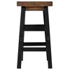 Home Square 3 Piece Wood Counter Stool Set with Black Metal Legs in Brown