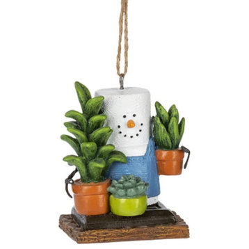 Ganz Smores Crazy Plant Lady Snowman Resin Holiday Christmas Ornament, 2.75"
