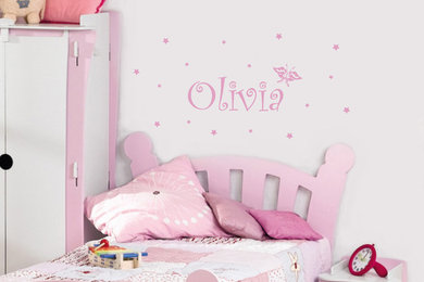 Personalised Girls Name,Butterfly and Stars Wall Sticker