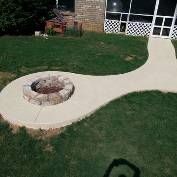 Custom walkway with firepit