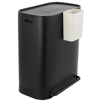 Kitchen 16-Gallon Double-Bucket Step Trash Can With Odor Filter and Lid Support