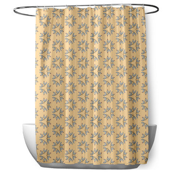 70"Wx73"L Chickens-go-round Shower Curtain, Basswood Brown, Corn Yellow