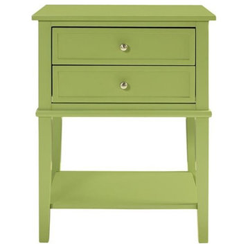 Bowery Hill 2 Drawer Wooden Accent Table in Green