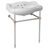 Traditional Ceramic Console Sink With Satin Nickel Stand, Three Hole