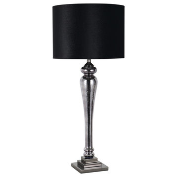 Murcury Glass 37" Pillar Table Lamp, Black