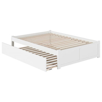 AFI Concord Full Solid Wood Platform Bed with Full Trundle in White