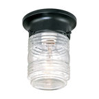 Hardware House Outdoor Jelly Jar Wall Fixture, White, Black, 4.75"x6"