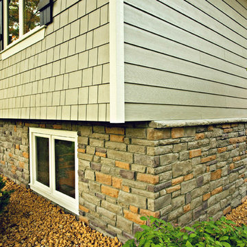Hardie shake and lap with cultured stone
