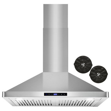 Cosmo Ductless Wall Mount Range Hood, Stainless Steel, Permanent Filter, 30"