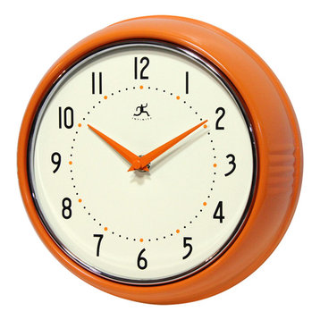 Infinity Instruments Retro Kitchen Vintage 50s Wall Clock, Orange