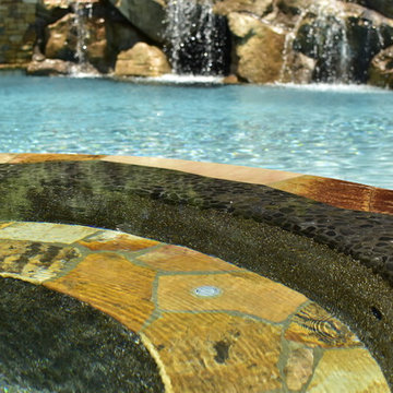 Natural freeform pool with Cave and Beach entry