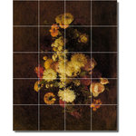 Picture-Tiles.com - Henri Fantin-Latour Flowers Painting Ceramic Tile Mural #82, 48"x60" - Mural Title: Bouquet Of Flowers Pansies