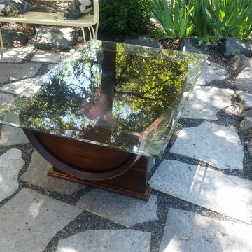 Wine Barrel Glass Top Coffee Table