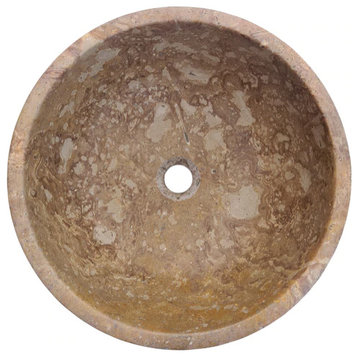 Fontane Dark Walnut Travertine Natural Stone Under-mount Sink (D)16" (H)6"