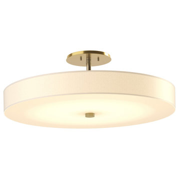 Disq Large LED Semi-Flush, Modern Brass, Spun Frost Shade