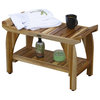 29" Teak Rectangular Shower Outdoor Bench With Handles In Natural Finish