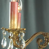 Consigned Vintage Rococo 6-Arm Chandelier Metal w/ Glass Pendants