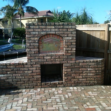 Outdoor brick pizza oven built in