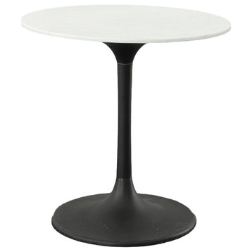 Enzo 30" Round Marble Top Dining Table, Black Base