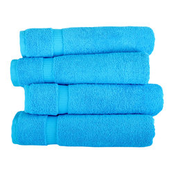 ROYAL TURKISH TOWEL - Villa Collection 4 Pc Bath Towel Set - 27x54 inches , Aqua - Bath Towels