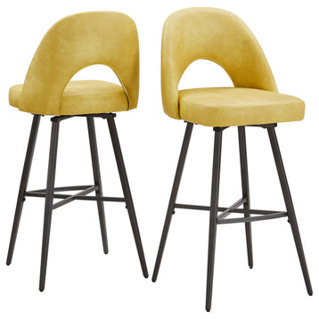 Tierno 29" Bar Height, Set of 2, Yellow PU Leather