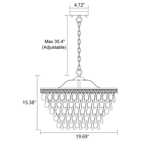 Crystal Chandelier, 6-Light 5 Tiers Farmhouse Crystal Light