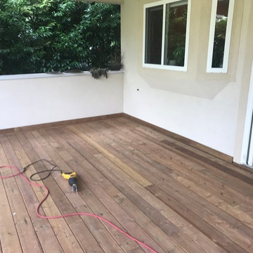 Brown Pressure treated decking surface with border