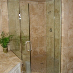 Framless Return Shower Doors with Knee Walls - Shower Doors