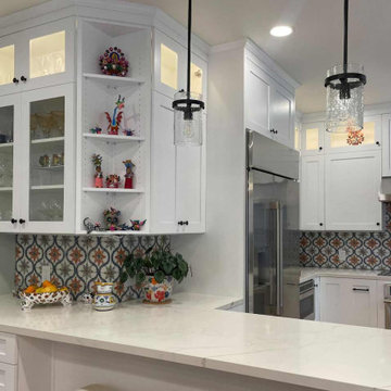 Oakland Kitchen Remodel - White Shaker Cabinets & Spanish Tile