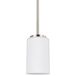 Generation Lighting Collection - Sea Gull Lighting 1-Light Mini Pendant, Brushed Nickel - Blubs Not Included