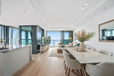 Design ideas for a beach style dining room in Brisbane.