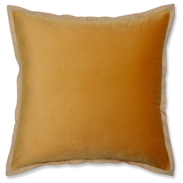 Velvet Flange Marigold Yellow Throw Pillow, 18"
