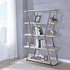 Bowery Hill Modern Metal 4-Shelf Bookcase in Gold Champagne Finish