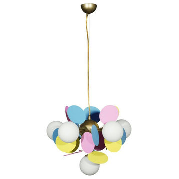 Multicolored Flower-Branch Shaped Chandelier, Multicolored, 6 Balls, Cool Light