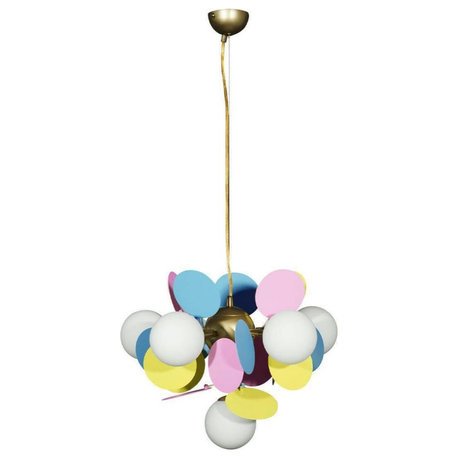 Multicolored Flower-Branch Shaped Chandelier, Multicolored, 6 Balls, Cool Light