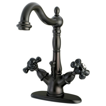 Kingston Brass Two-Handle Bathroom Faucet With Brass Pop-Up, Oil Rubbed Bronze