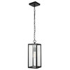 Bowery 1-Light Matte Black Outdoor Pendant with Clear Glass Shade
