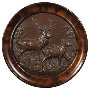 Plaque MOUNTAIN Lodge Stag Deer Mates Doe Resin Hand-Cast