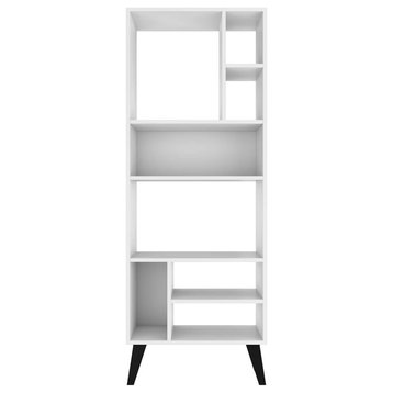 Warren Tall Bookcase 1.0, White With Black Feet