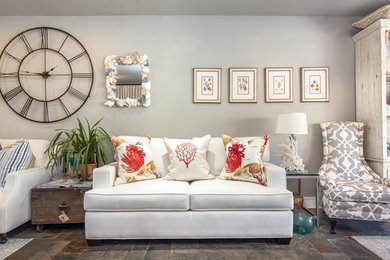 Beach style living room photo in Orange County