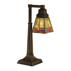 Meyda Lighting 19.5"H Prairie Dragonfly Desk Lamp, Pbag Flame Orange