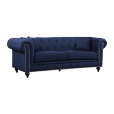 Roll Back Sofas Houzz 1st Avenue Phineas Sofa Navy Linen Sofas