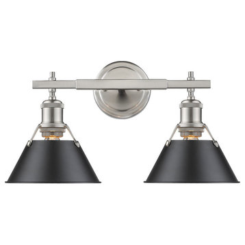 Orwell 2-Light Vanity Light in Pewter with Matte Black