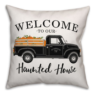 Welcome Haunted House Halloween Throw Pillow, 14x20