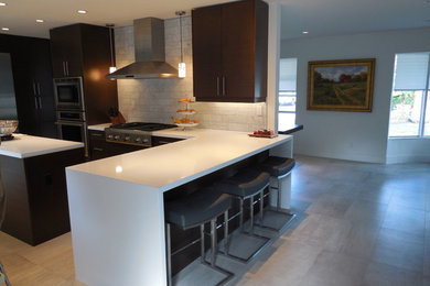 Example of a minimalist kitchen design in Miami