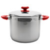 YBM Home 18/10 Stainless Steel Stock Pot, Induction Compatible, Red, 7 Quart