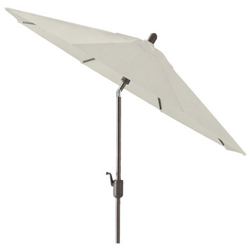 9' Round Push Tilt Market Umbrella, Grey Frame, Sunbrella, Natural